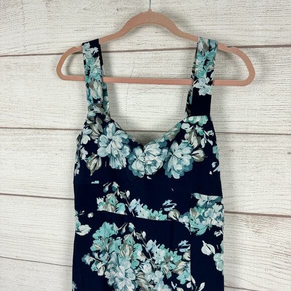 Floral Sleeveless Dress - Blue and Green - Picture 2 of 9